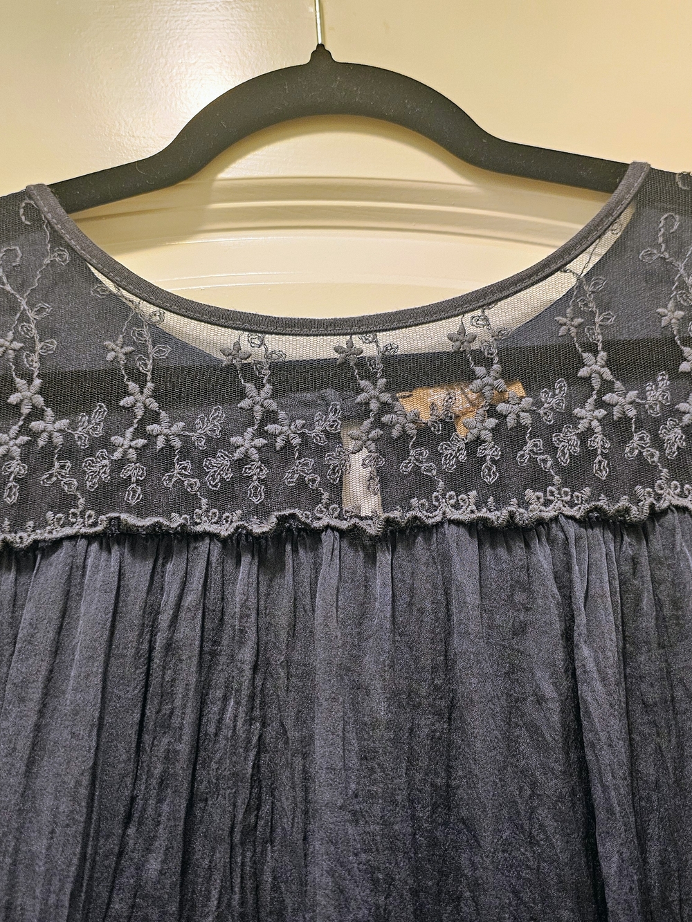 Carla Conti Italian Silk Navy Blue Lace Blouse Top Small Evening Occasion Date - Picture 5 of 7